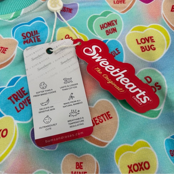 NWT Bums & Roses Natural Bamboo Crew Neck Sweatshirt in Sweethearts Blue Ombre - Picture 7 of 10